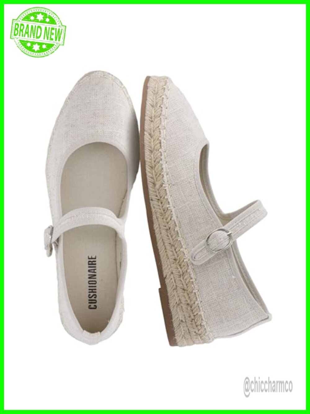 Cushioned Mary Jane Espadrille Flats for Women, Canvas with Adjustable Strap